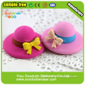 fashion sun hat eraser rubber ,fancy design for girls promotion